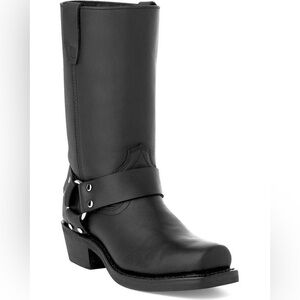 DURANGO WOMEN'S BLACK HARNESS WESTERN MOTO BOOTS - SQUARE TOE